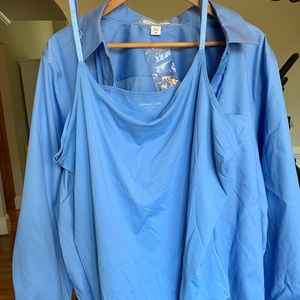Blue Button down Dress Shirt 3X with Cami 2X